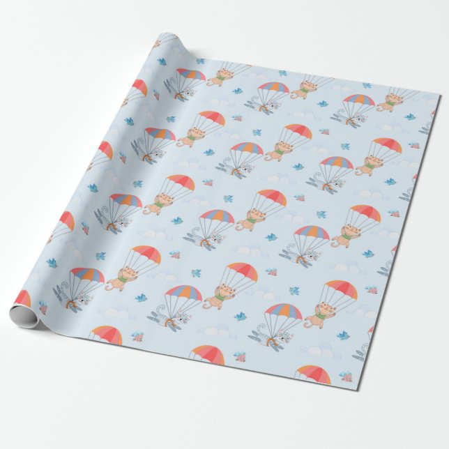 Papel De Regalo Patrón sin soldadura del gato del Skdiver (Desenrollado)