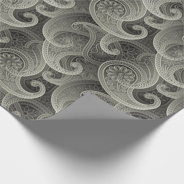 Papel De Regalo Patrón sin tiempo Platinum Paisley (Esquina)