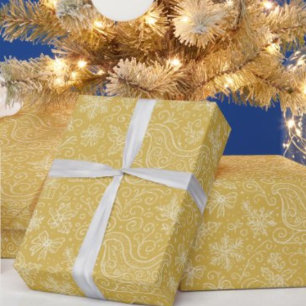 Papel De Regalo Patrón Sleigh de los Navidades Doodle Gold