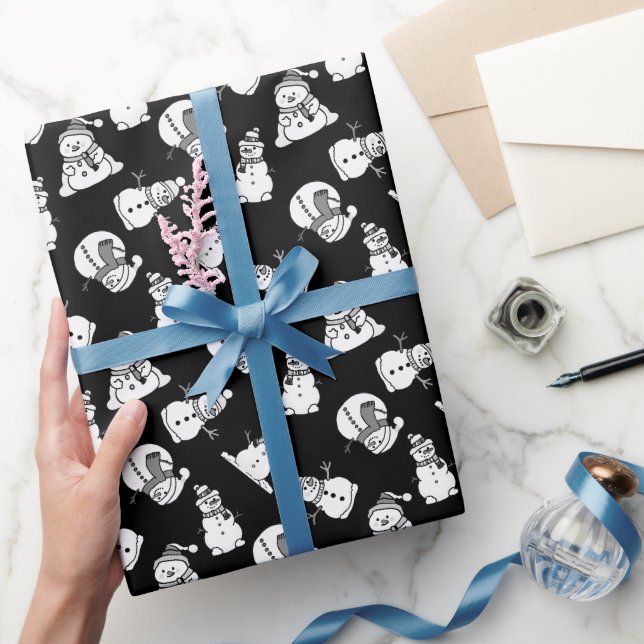 Papel De Regalo Patrón Snmen | Navidades Blanco Y Negro (Regalar)