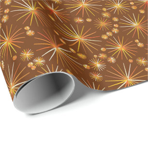 Papel De Regalo Patrón sputnik de mediados de siglo, marrón chocol