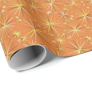 Papel De Regalo Patrón sputnik de mediados de siglo, Terracotta