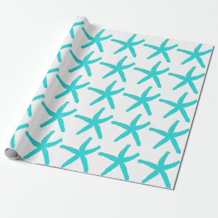 Papel De Regalo Patrón Starfish Playa Verde azulado Navidades bla