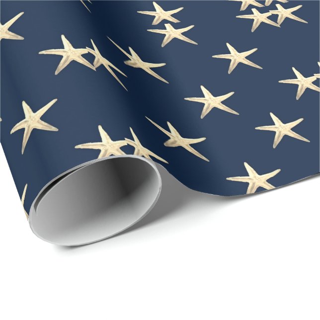Papel De Regalo Patrón Starfish sobre fondo sólido (Esquina del rollo)