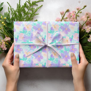 Papel De Regalo Patrón suave pastel floral y verde de Pascua