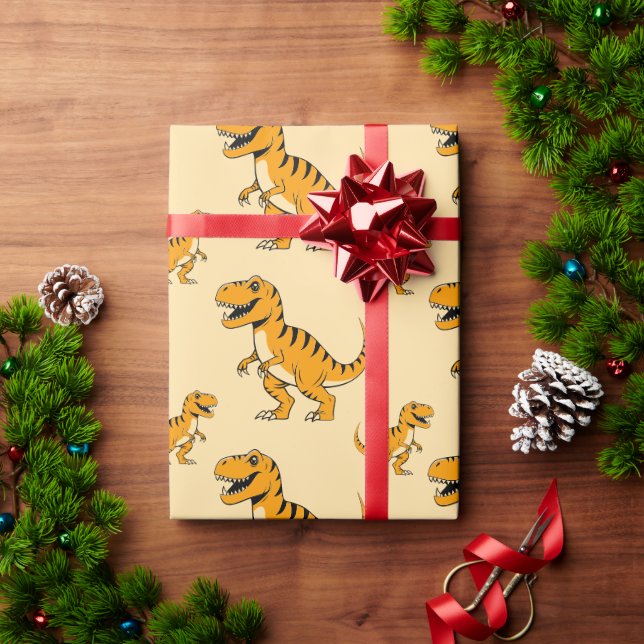 Papel De Regalo patrón t-rex de dino (Regalo de vacaciones)