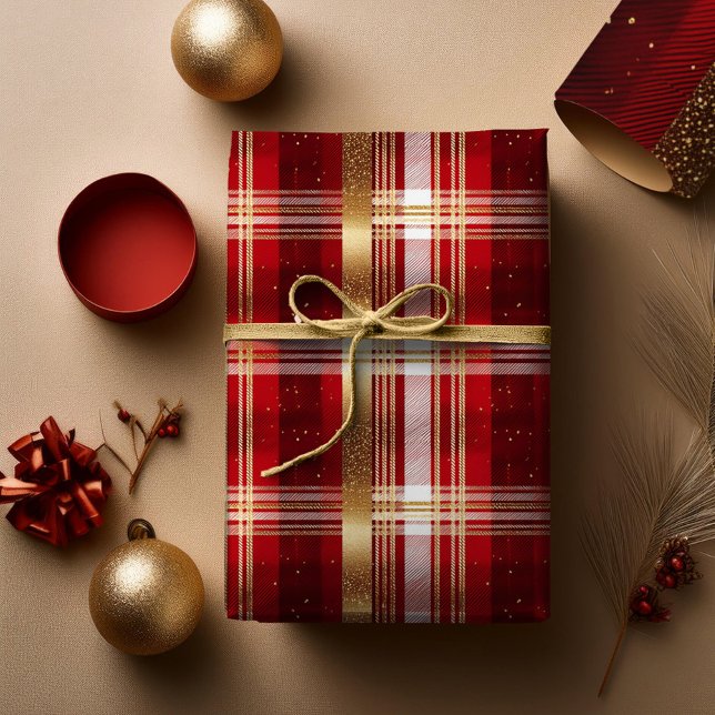 Papel De Regalo Patrón Tartán Navidades Red Gold#7 ID1009 (Subido por el creador)