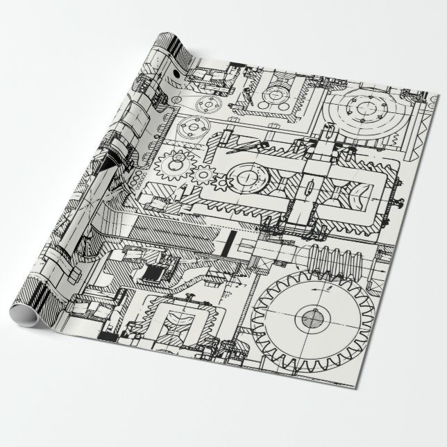 Papel De Regalo Patrón técnico continuo con engranajes helicoidale (Desenrollado)