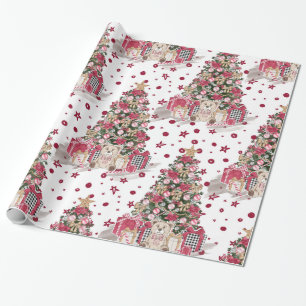 Papel De Regalo Patrón temático de color de agua de Navidades pequ