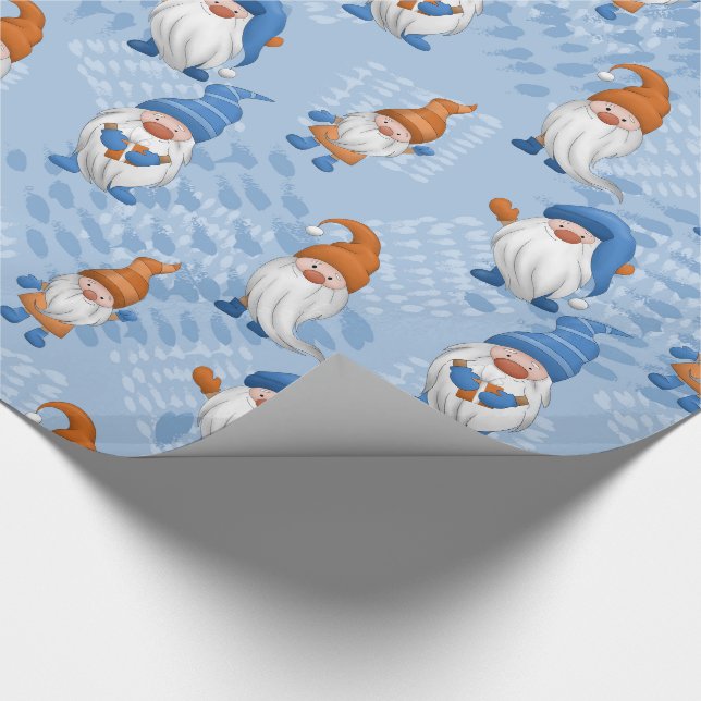 Papel De Regalo Patrón temático de Gnome de Navidades pequeños (Esquina)