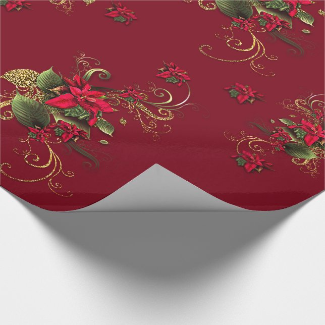 Papel De Regalo Patrón temático de Navidades rojos/dorados (Esquina)