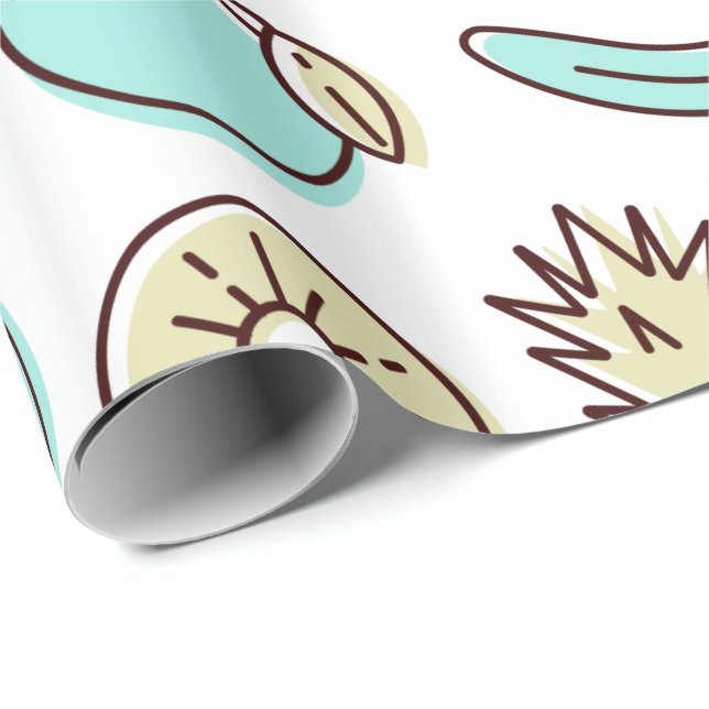 Papel De Regalo Patrón temático de verano de patrón de fruta mate (Esquina del rollo)