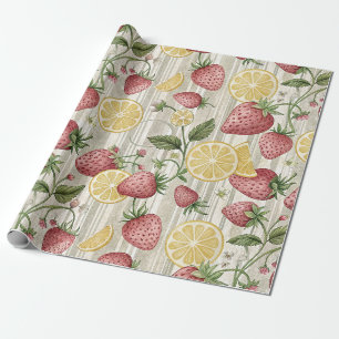 Papel De Regalo Patrón terroso rústico de fresa y cítricos (8)