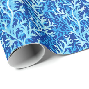 Papel De Regalo Patrón textil costero de algas azules