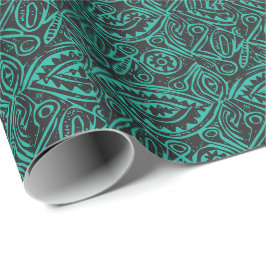 Papel De Regalo Patrón Tiki Negro y Verde