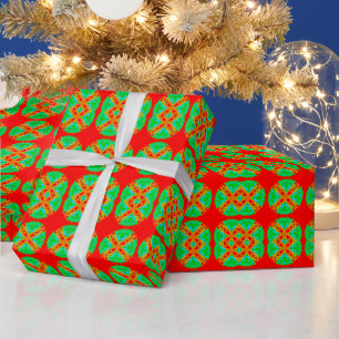 Papel De Regalo ~ Patrón tonos verdes rojos amarillos ~