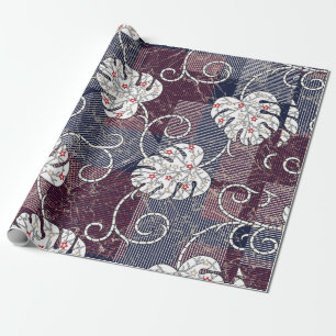 Papel De Regalo patrón tradicional de rayas y hojas