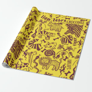 Papel De Regalo Patrón transparente de animales africanos