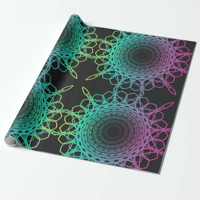 Papel De Regalo Patrón transparente de encaje geométrico abstracto (Desenrollado)