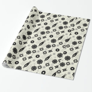 Papel De Regalo Patrón transparente de mariposas blancas y negras