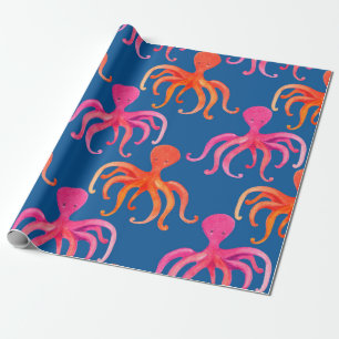 Papel De Regalo Patrón transparente de pulpo colorido