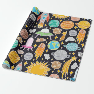 Papel De Regalo Patrón transparente dibujado a mano con doodle sp