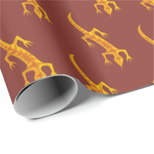 Papel De Regalo Patrón tribal de Naranja de lagarto
