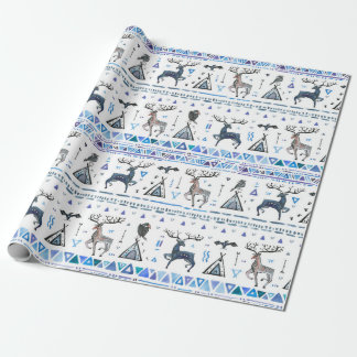 Papel De Regalo Patrón tribal étnico sin fisuras con animales y dr