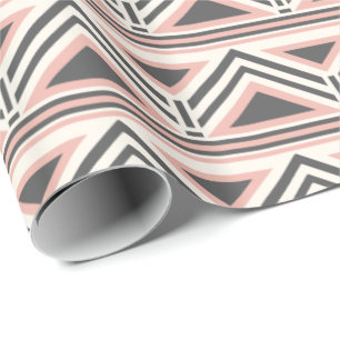 Papel De Regalo Patrón tribal geométrico de coral y gris