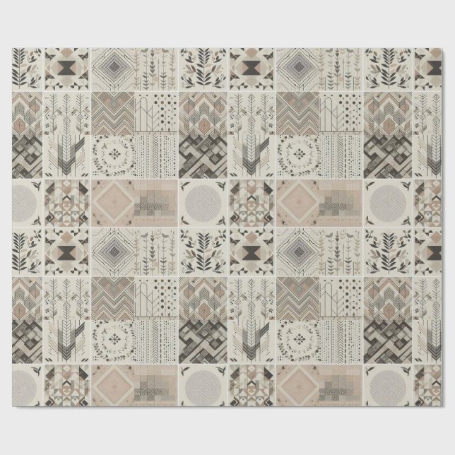 Papel De Regalo Patrón tribal geométrico elegante de Moda retro (Superficie plana)