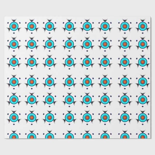 Papel De Regalo Patrón Tribal Turquesa (Superficie plana)