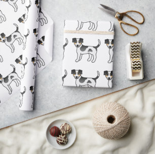 Papel De Regalo Patrón Tricolor de perro de granja danés-sueco