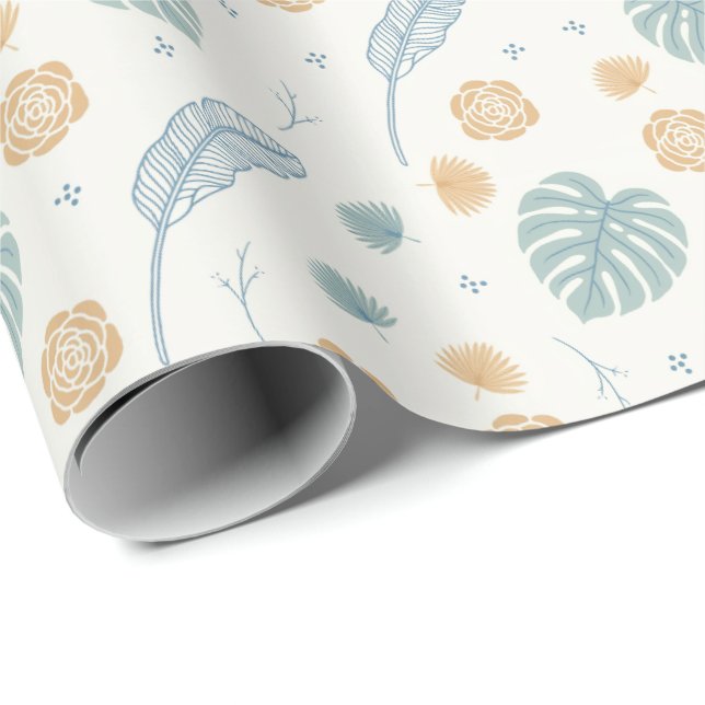 Papel De Regalo Patrón Tropical de Despedida de Soltera Boho Hojas (Esquina del rollo)