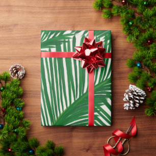 Papel De Regalo Patrón tropical de hojas de palmera verde moderno