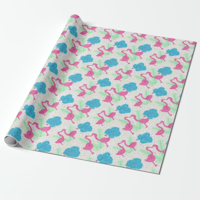 Papel De Regalo Patrón tropical Flamingo Fun (Desenrollado)