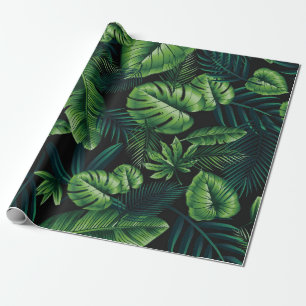 Papel De Regalo Patrón tropical negro