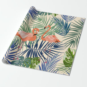 Papel De Regalo Patrón tropical sin fisuras con flamingo. Botany