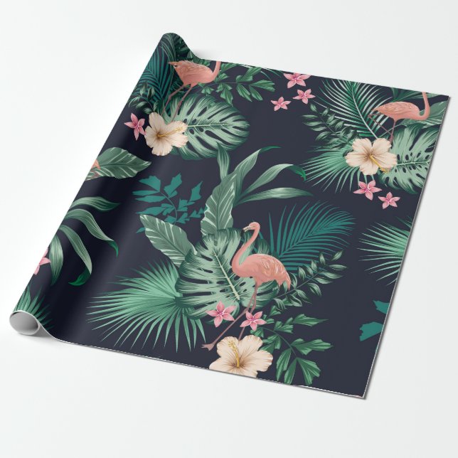 Papel De Regalo  patrón tropical sin fisuras con follaje exuberant (Desenrollado)