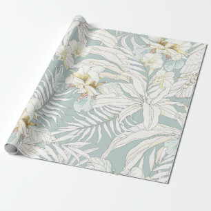 Papel De Regalo Patrón tropical sin foco con flores Orquídea, Fl