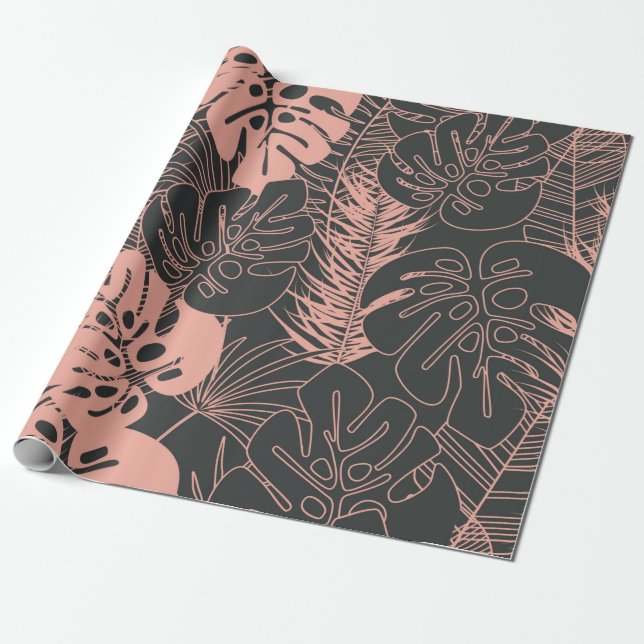Papel De Regalo Patrón tropical sin problemas de verano con monste (Desenrollado)