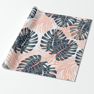 Papel De Regalo Patrón tropical sin soldadura botánica con pl bril