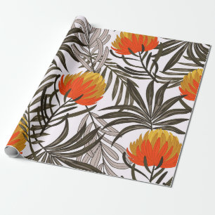 Papel De Regalo Patrón tropical sin soldadura botánica con pl bril