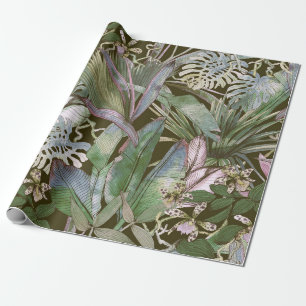 Papel De Regalo Patrón tropical sin soldadura con flores tropicale