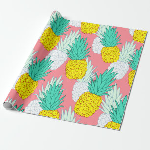 Papel De Regalo Patrón tropical sin soldadura con piñas exóticas. 