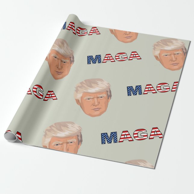 Papel De Regalo Patrón Trump MAGA (Desenrollado)