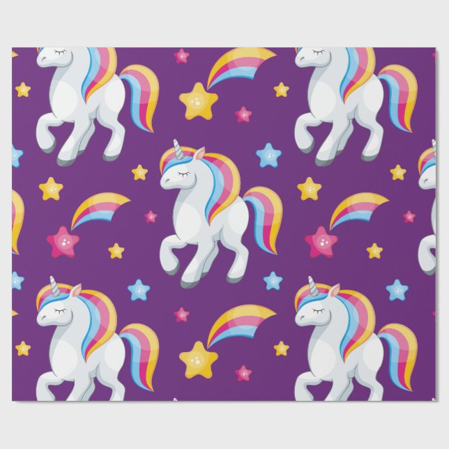 Papel De Regalo Patrón unicornio de caballo mágico (Superficie plana)