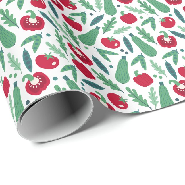 Papel De Regalo Patrón vegetal de tomate y pepino (Esquina del rollo)