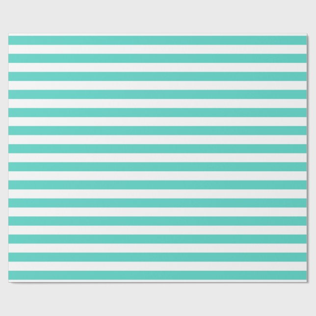 Papel De Regalo Patrón verde azulado de franjas azul y blanca (Superficie plana)