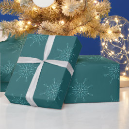Papel De Regalo Patrón Verde azulado de los Navidades de copos de 
