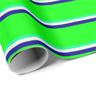 Papel De Regalo Patrón verde, beige, azul oscuro y color limón